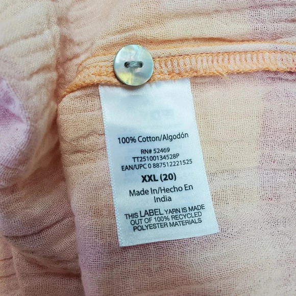 TIME & TRU | Sleeveless Button Down in Orange Plaid sz XXL(20) - Picture 8 of 9